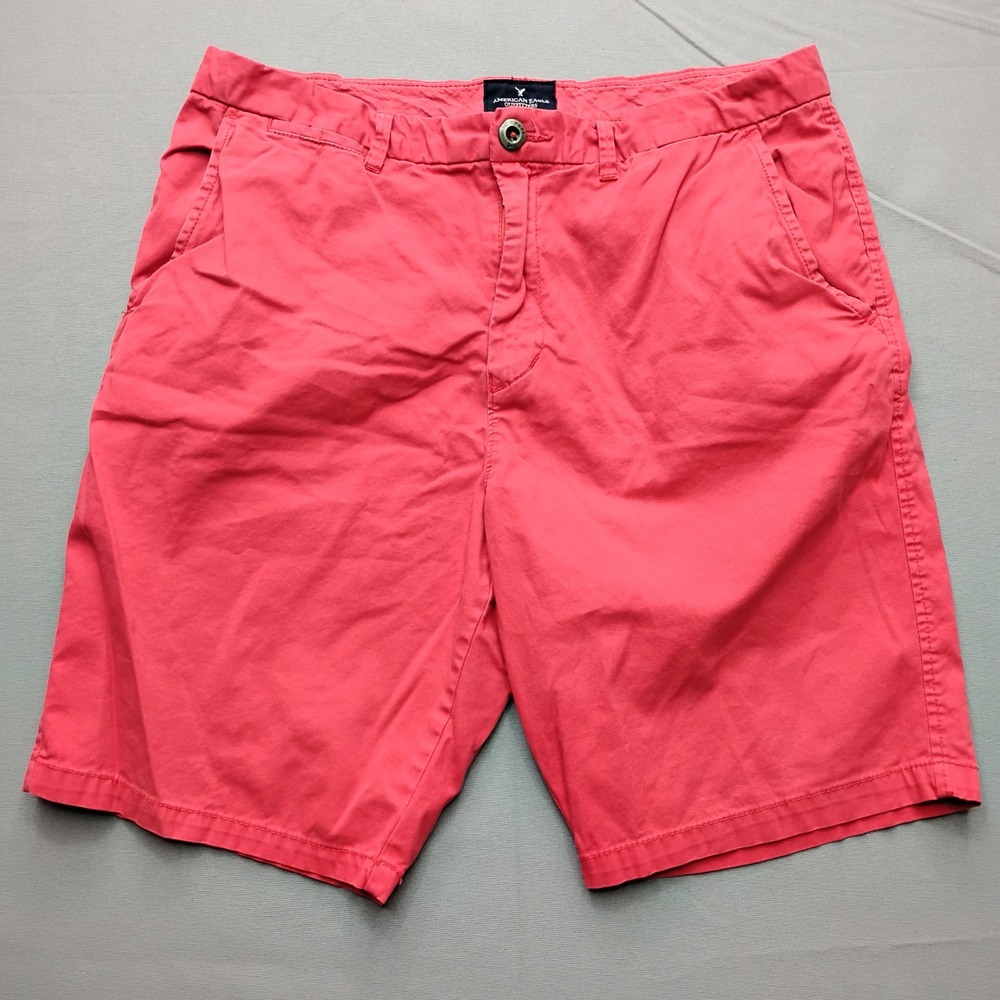 American Eagle Outfitters Prep Shorts Mens 34 Coral Pink Stretch Chino 10 Inseam